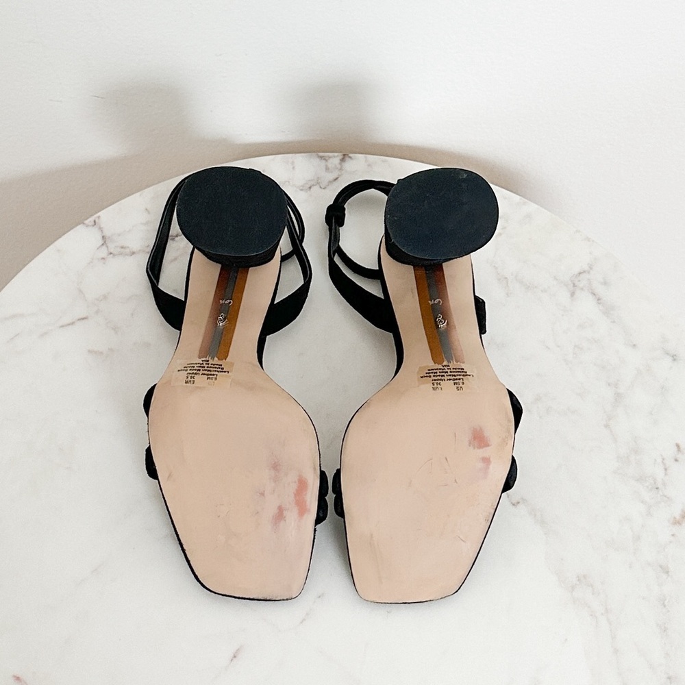 Sam Edelman Black Suede Strappy Block Heel Sandals - Picture 10 of 10